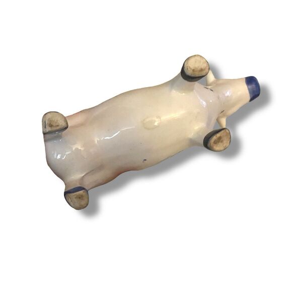 Vintage ENESCO Japan Ceramic Blue White Tulip Design Cow Creamer - Made in Japan - Picture 5 of 6